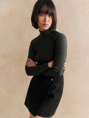 Sézane Laure Wool Mini Skirt - Black - FR/44 - US/12